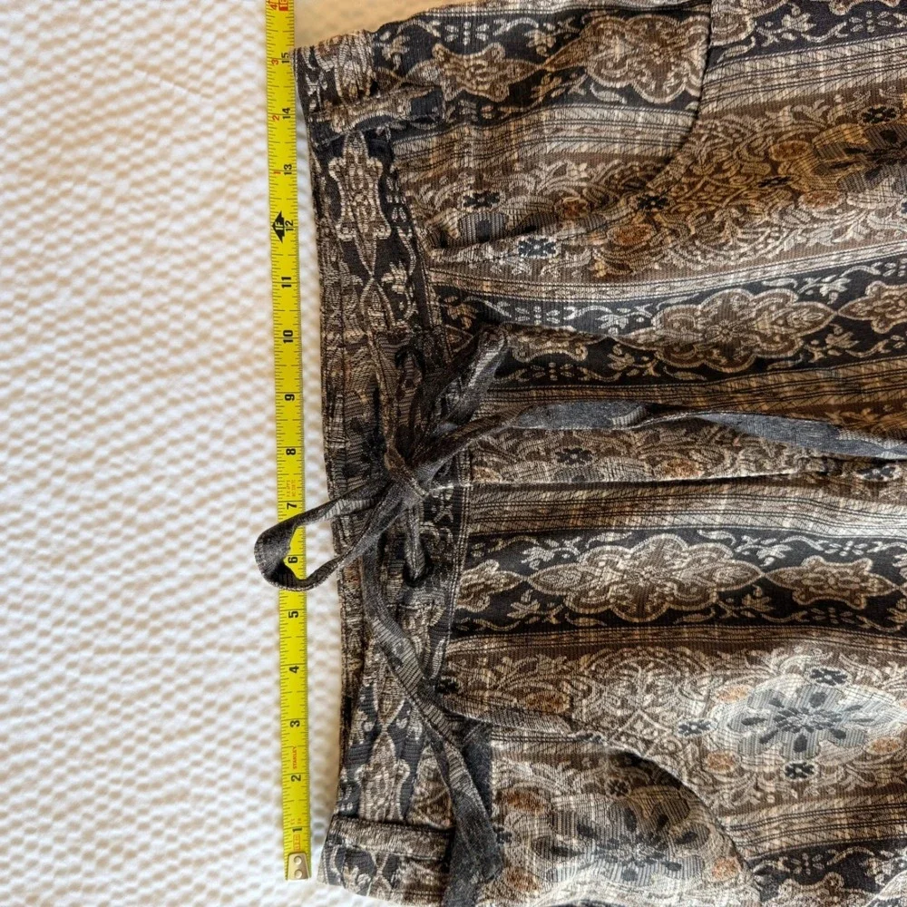NWT $198 Free People Sz 6 Dahlia Brown Tapestry Wide Leg Linen Blend Pants Boho - Picture 8 of 9